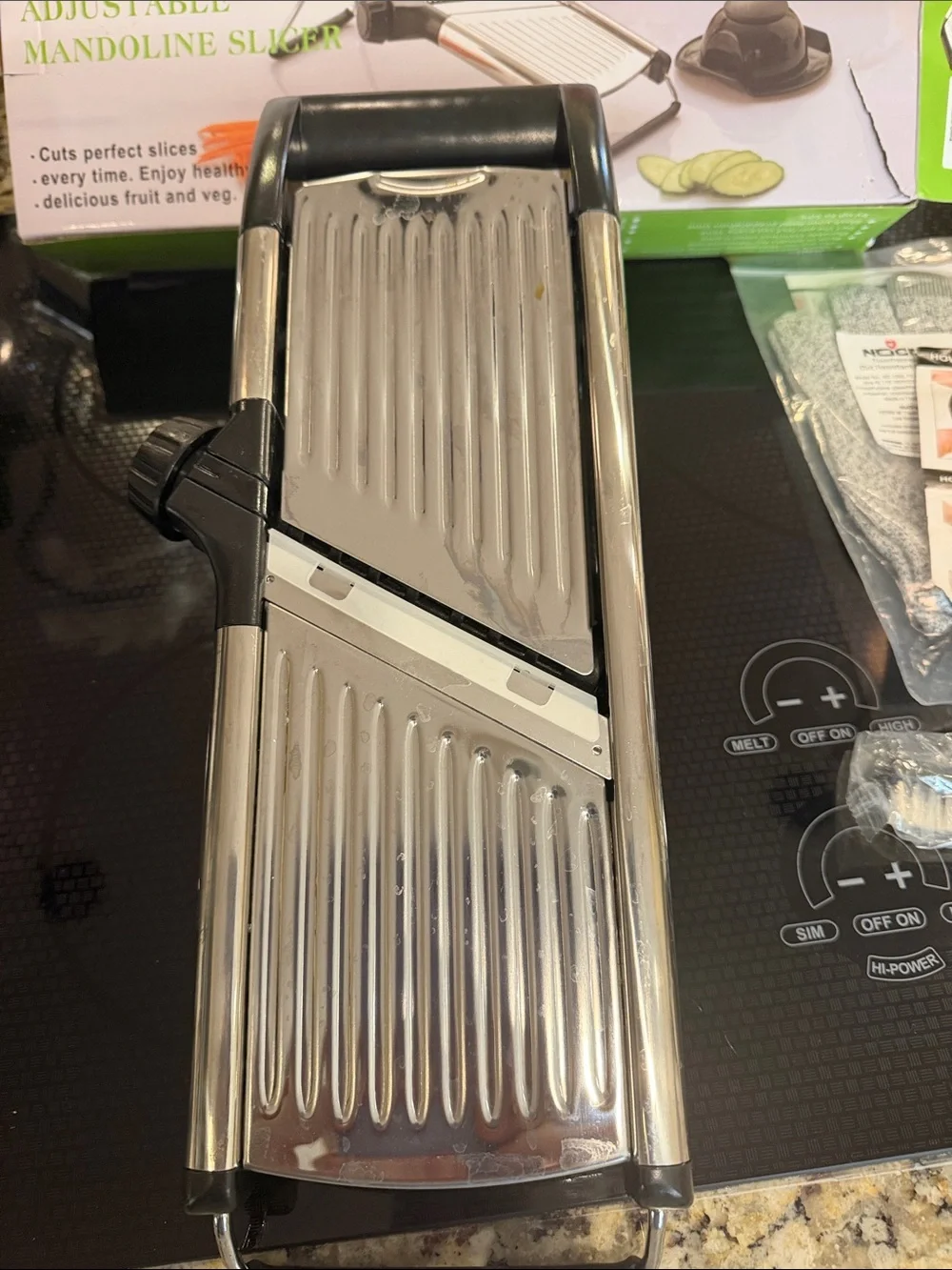 Adjustable Mandoline Slicer - Silver Stainless Steel